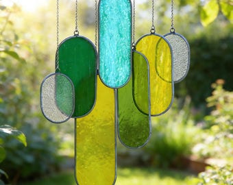 Campana de viento de vidrio de colores para colgar, atrapasol de vidrio colorido para decoración de ventanas y hogar.