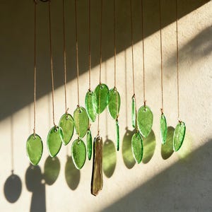 Campanelli A Vento In Vetro Colorato A Forma Di Foglie, Decorazione Da Esterno/Interno, Fatto A Mano, 31,8 Cm, Per Patio Giardino Finestra