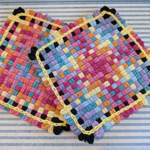 Two Woven Potholders, Beach Decor, Rustic Cabin Charm, Summer Splash, Wine Country Decor, Hostess Gift, Birthday Gift!