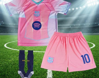 Camiseta de fútbol rosa del Barcelona 2025, kit de fútbol juvenil personalizado