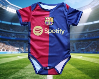 Maillot de football bébé Barcelone, maillot bébé, maillot enfant, body pour bébé, kit maison Barcelone, cadeaux pour bébé