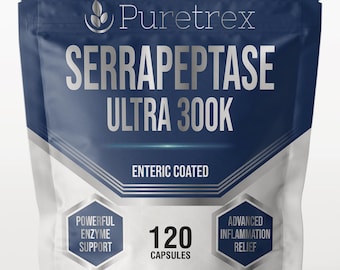 Serrapeptase Ultra 300,000 SPU Enteric Coated Enzyme for Inflammation Support and Circulation Health