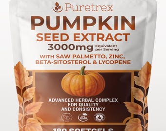 Pumpkin Seed Extract 3000mg – Saw Palmetto, Zinc & Lycopene