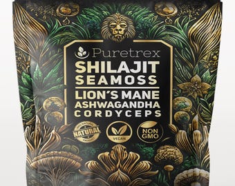 Shilajit Seamoss Complex – Lion’s Mane, Ashwagandha, Cordyceps – Energy, Immune, Focus