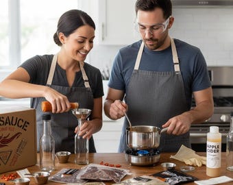 DIY Hot Sauce Making Kit | Gourmet Spice & Pepper Cooking Set | Gift for Men