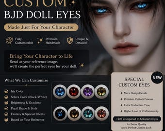 Premium Character Inspired Custom BJD Eyes | Fully Customized Fantasy Eyes | 1/3 & 1/4 Doll Eyes