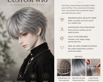 Premium Custom BJD Wig | Handmade High-Quality Fiber Wig | Fully Customized Doll Wig | Custom Hairstyle