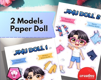 KPop Demon Hunters Paper Dolls | Saja Boys Jinu | Kawaii Chibi Printable DIY Toy | Scrapbook