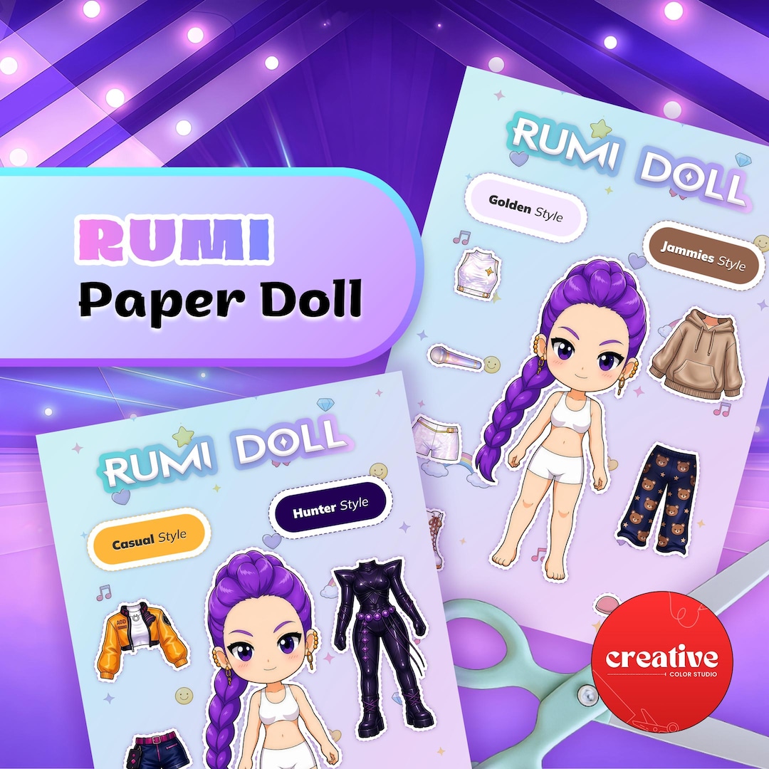 Rumi Paper Doll Box Kit Printable | DIY Dress up Doll for Kids ...