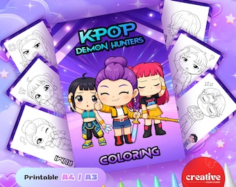 KPop Demon Hunters Chibi Coloring Book | Anime Coloring Pages | Printable PDF | Digital Download