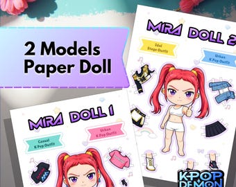 KPop Paper Doll – Mira | KPop Demon Hunters | Kawaii / Chibi Cut-Out Papercraft | Digital Download