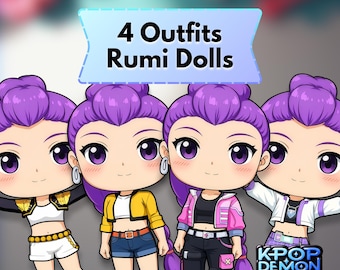 KPop Paper Doll – Rumi | KPop Demon Hunters | Kawaii / Chibi Cut-Out Papercraft | Digital Download