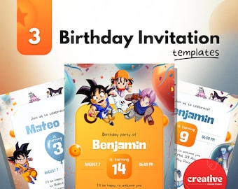 Dragon Ball Birthday Invitations: Anime Canva Templates (Digital Download)