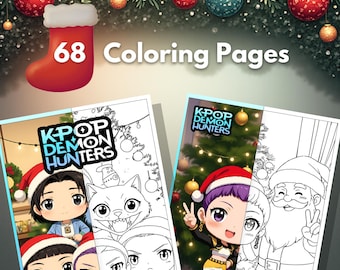 Christmas Demon Hunters KPOP Coloring, Funko Style | 68 Printable Pages for Kids & Adults