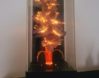 Lampada floreale in fibra ottica postmoderna anni '80, display psichedelico,