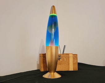 Vintage blue liquid gold   Lava Lamp, 1990s Retro Design Home Decor Gift Office Lamp