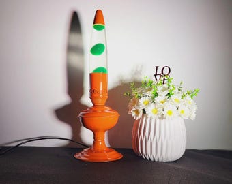 Recycled Kerosene Lava Lamp, Retro Orange Transparent Style, Green  Lava Effect, Home Decor