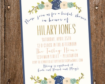 Floral Bridal Shower Invitation- Digital