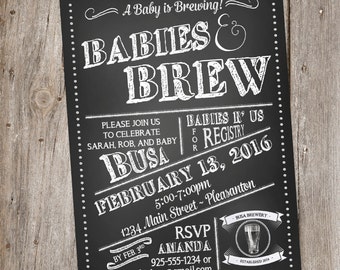 Babies and Brew Baby Shower Invitation- Digital