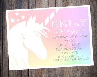 Unicorn Birthday Invitation- Digital