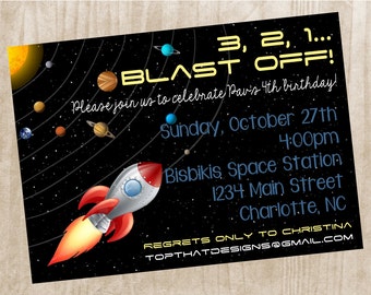 Outer Space Birthday Invitation- Digital