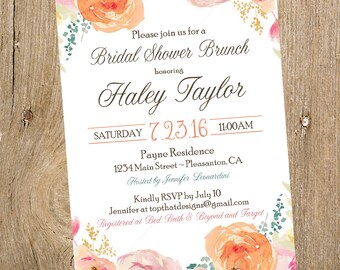 Floral Bridal Shower Invitation- Digital