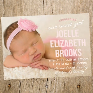 Bébé fille Photo naissance annonce numérique