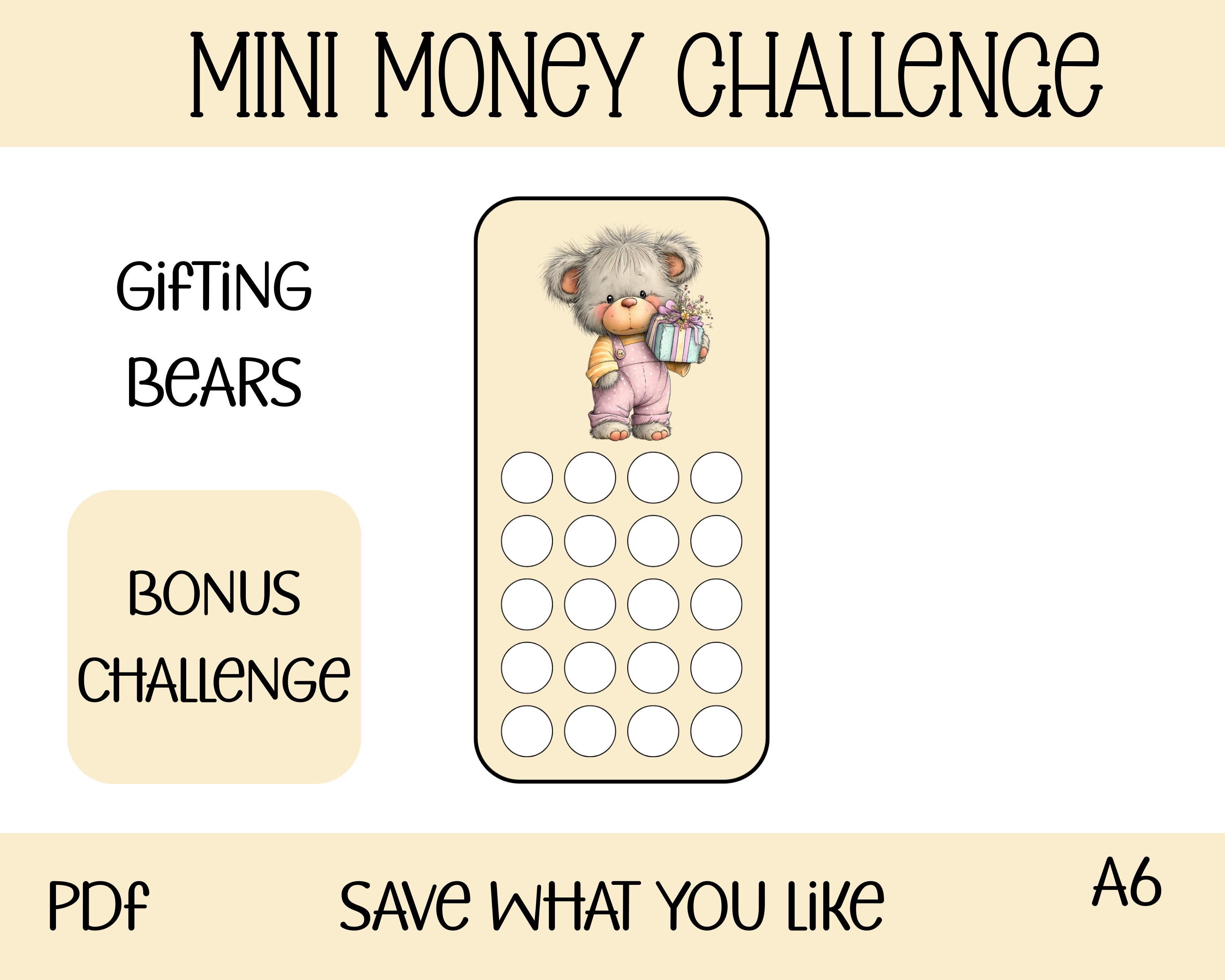 Mini Money Note Mini Money Challenge Gifting Bears Savings Printable A6 Cash Envelope ...
