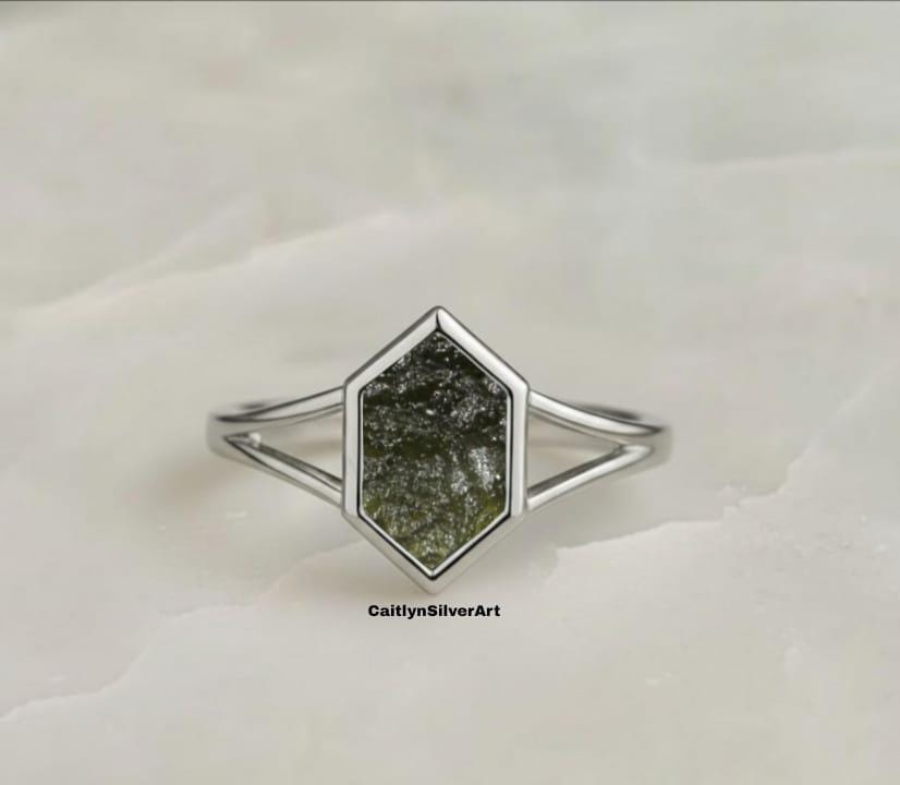 Moldavite Gemma 925 Sterling Argento Ciondolo Gioielli