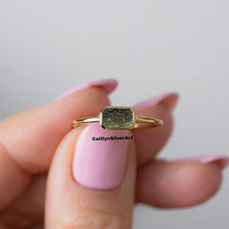 A-Grade Certified Moldavite From Chlum, 925 Sterling Silver | 18k Yellow/Rose Gold Plated | Valentine Gift | High Vibration Jewelry, Gifts