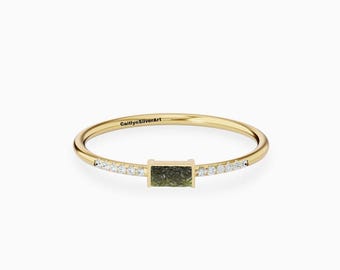 Sterling Silver Moldavite Ring: Czech Healing Crystal, Handmade Sterling Silver Jewelry | Diamond Ring | Jewelry Gift For Women, Gifts