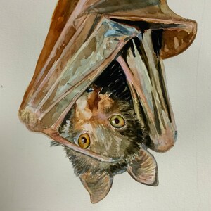 Dipinto originale ad acquerello puro di un pipistrello. Originale di un bellissimo pipistrello. Regalo ideale per qualsiasi amico oscuro e disturbato. Decorazione gotica.