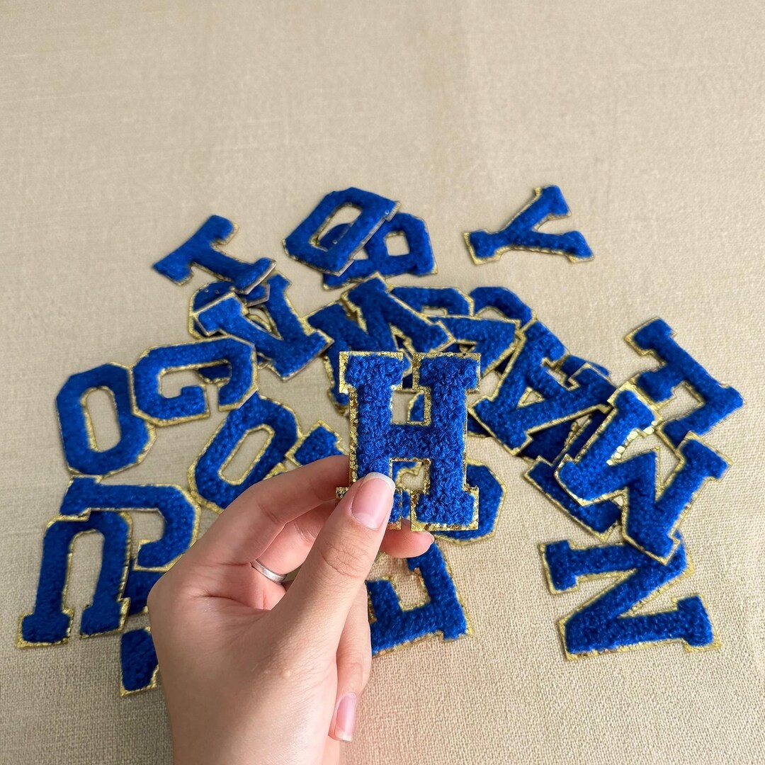 Gold Rimmed Chenille Letter Patch, Iron on Letter Patches, Letter Patch ...