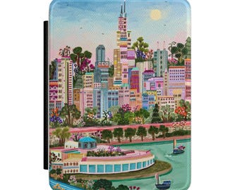 Colorful Coastal Cityscape Kindle Case for Colorsoft / Paperwhite (7 inch) 12 Gen. (2024-2025)