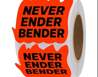Never Ender Bender Rave Stickers - Orange Flame (200 PCS/Roll)