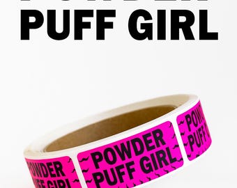 Bright Pink 'Powder Puff Girl' Rave Stickers - Ideal for Raves, Festivals, Fun party event -  (200 PCS/Roll) 1 1/2" x 5/8" Size Stickers