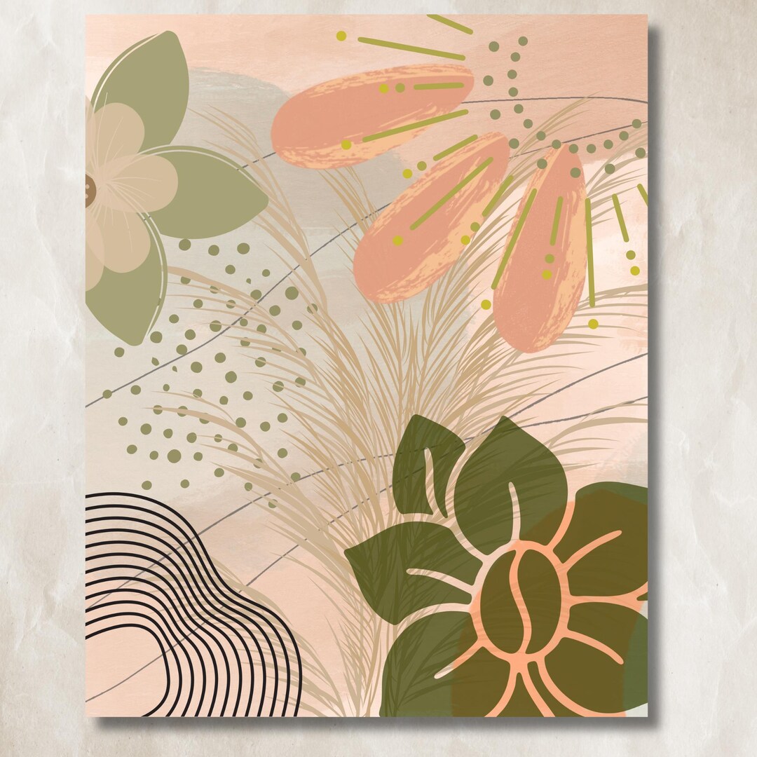 Boho Botanical Wall Art | Abstract Floral Print | Neutral Modern ...