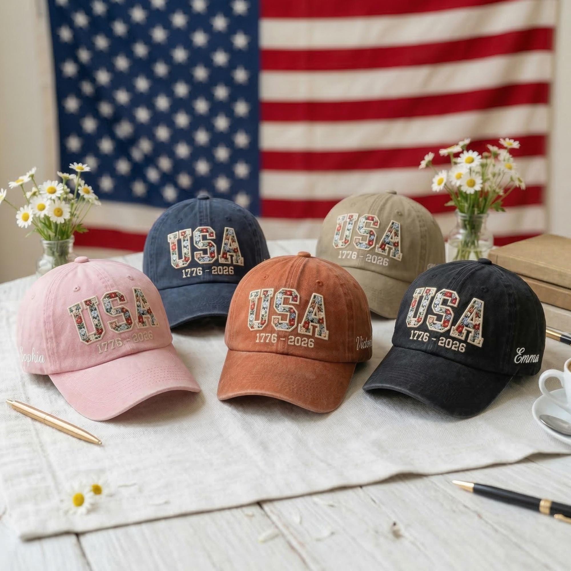 Patriotic Bling Denim Baseball Cap America 250 Rhinestone Sparkle Festival Hat 714XXMBzkqL.  main image 2