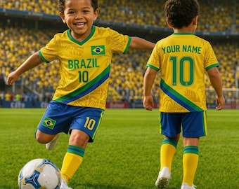 Personalized Argentina Kids Soccer Jersey Set | Albiceleste Youth Football Kit | Custom Name Number