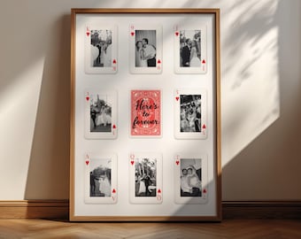 Hochzeit Foto Collage Vorlage Canva | Spielkarte Fotocollage | Hochzeitsgeschenk Printable | Brautpaar Wandkunst | Personalisiertes Foto-Poster