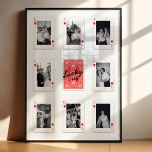 Editable Playing Card Photo Collage Template | Personalized Couple Gift | Lucky Us Print | Canva Template | Anniversary Wall Art