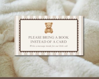 Vintage Jungtierbuch Wunschkarte, Teddybär Baby Shower Buch Statt Karte Printable, Gender Neutral Baby Shower