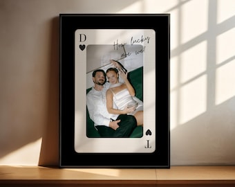 Playing Card Photo Collage Template, Couples Photo Gift, Editable Canva Poster, Boyfriend Gift, Anniversary Printable Wall Art