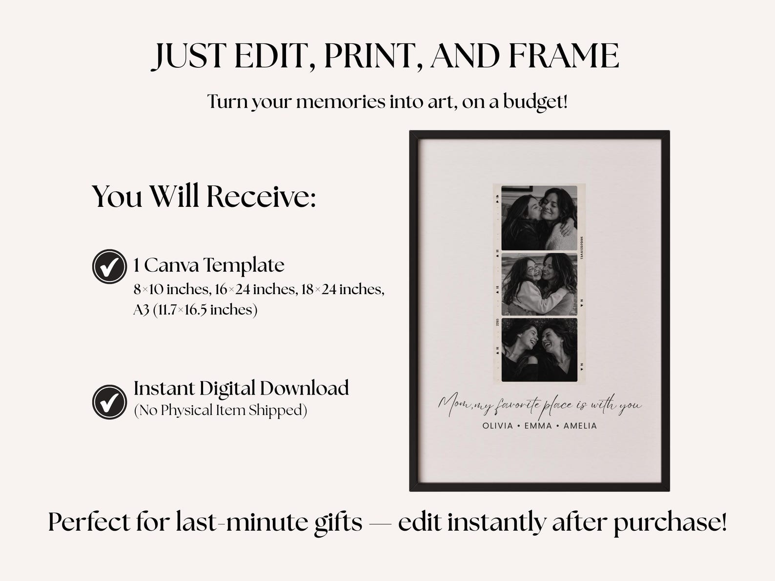 Mothers Day Photo Collage Template Canva | Personalized Mom Gift ...