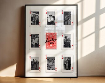 Freund Geschenk personalisierte Foto-Collage | Spielkarte Wand Kunst Vorlage Canva | Individuelles Geschenk für Ihn | Jubiläum Geburtstagsgeschenk