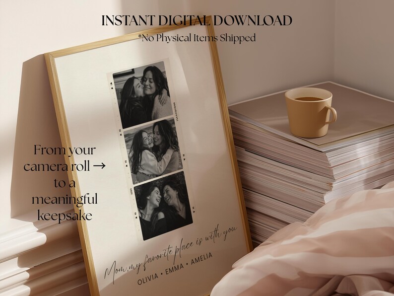 May include: A white ceramic mug with a black handle and the text "But First, Coffee" in a bold, black font. The mug is set against a blurred background, suggesting a cozy setting.