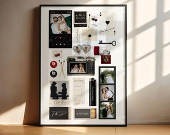 Matchbook Photo Collage Template Canva | Anniversary Gift Printable | Custom Matchbook Poster | Couples Wall Art | Photo Collage Template