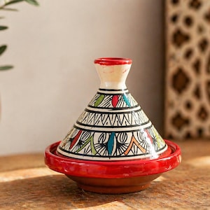 Mini tagine de cerámica hecho a mano, olla marroquí para especias, decoración de cocina bohemia.