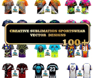 昇華スポーツウェアデザイン、ジャージーアート、Tシャツ、パーカー、ベクターグラフィック、フットボール、野球、バスケットボール、コーンホール、