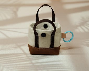 Mini Canvas Tote Bag Charm / Tiny Tote Keychain / Small Pouch for AirPods & Little Essentials